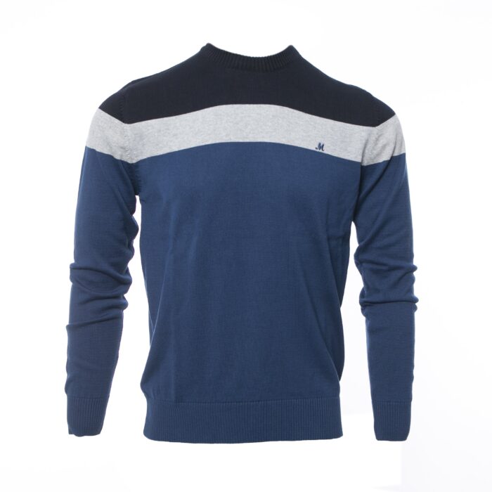 ISLONA NAVY/GREY/DARK BLUE  COTTON CREW KNITWEAR