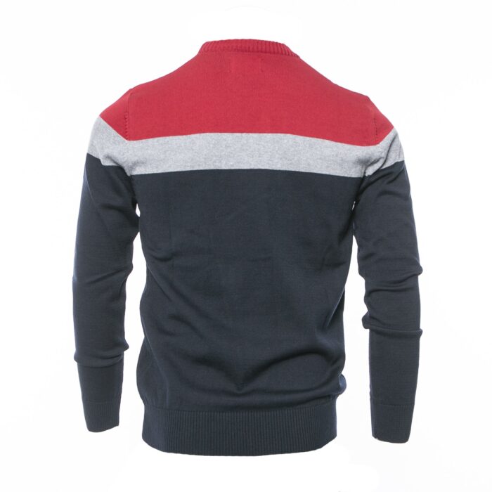 ISLONA CHERRY/GREY/NAVY COTTON CREW KNITWEAR
