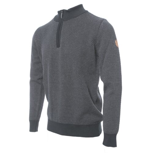 PEGASIN BLACK/CHARCOAL HALF ZIP KNITWEAR
