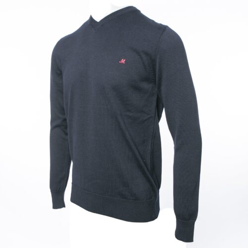 AZENHA NAVY V NECK COTTON KNITWEAR