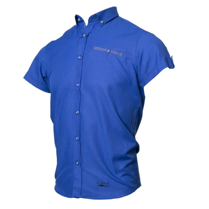 TOLKA DARK BLUE SHORT SLEEVE OXFORD SHIRT