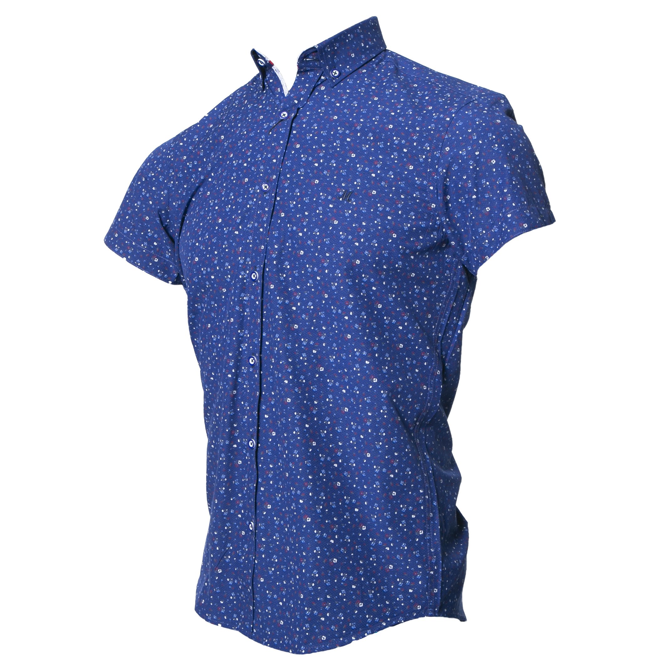 blue floral shirt