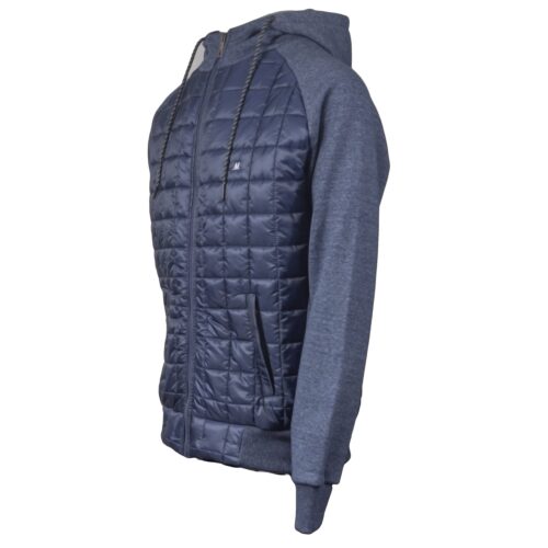 AMUND NAVY FULL ZIP FLEECE/NYLON HOOD