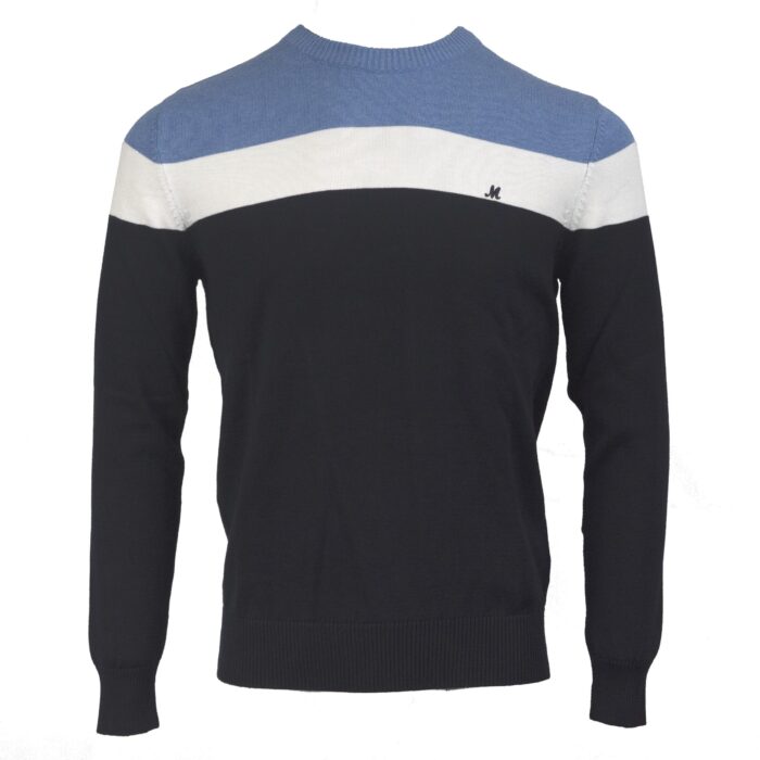 ISLONA MIDBLUE/WHITE/NAVY COTTON CREW KNITWEAR