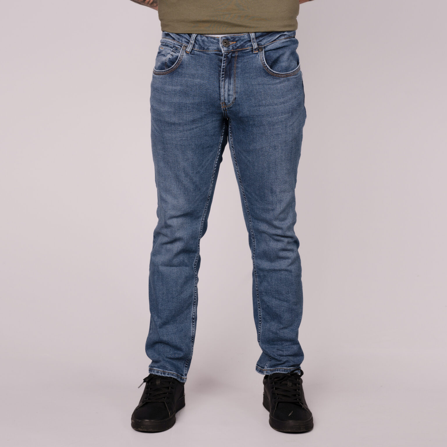 Archer Regular Fit Stretch Jeans - Mid Wash