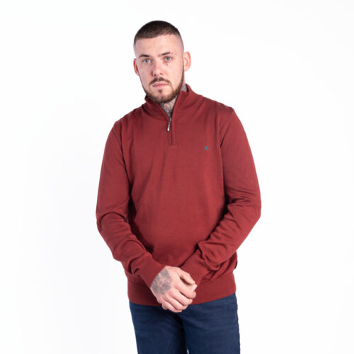 open altis red quarter zip knit