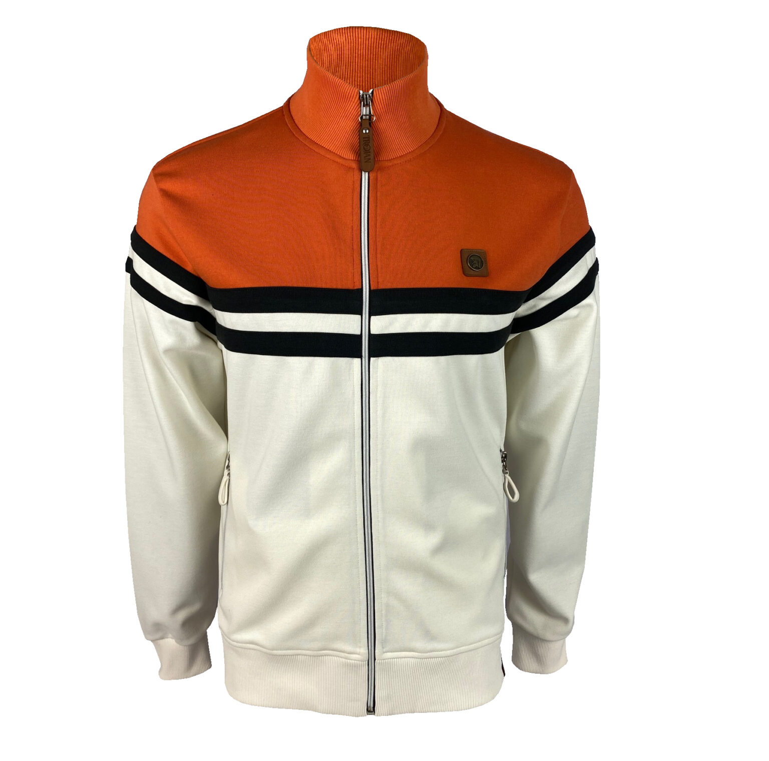 men's trojan orange tracksuit top front