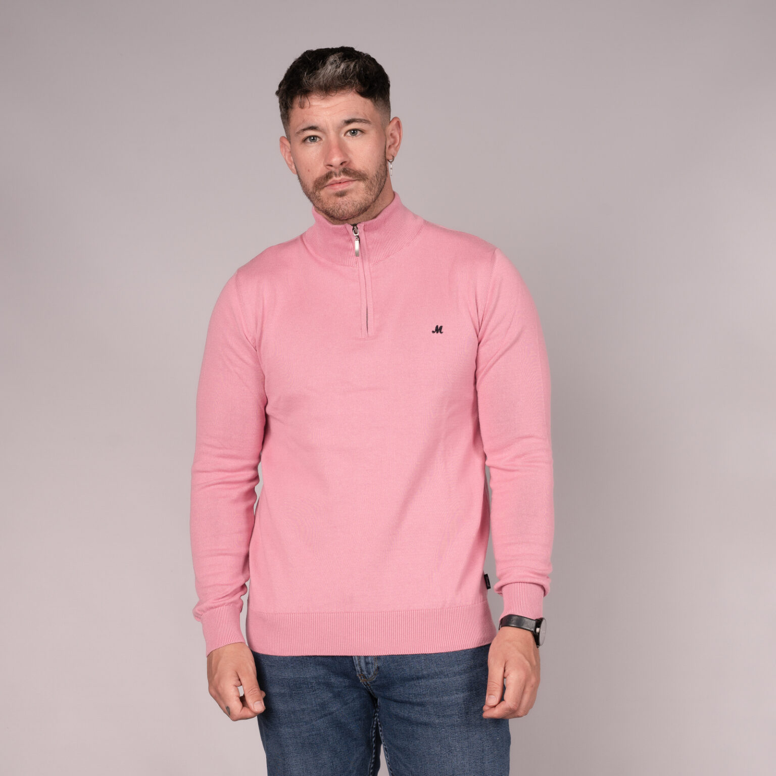 men's pink quarter zip knit - altis
