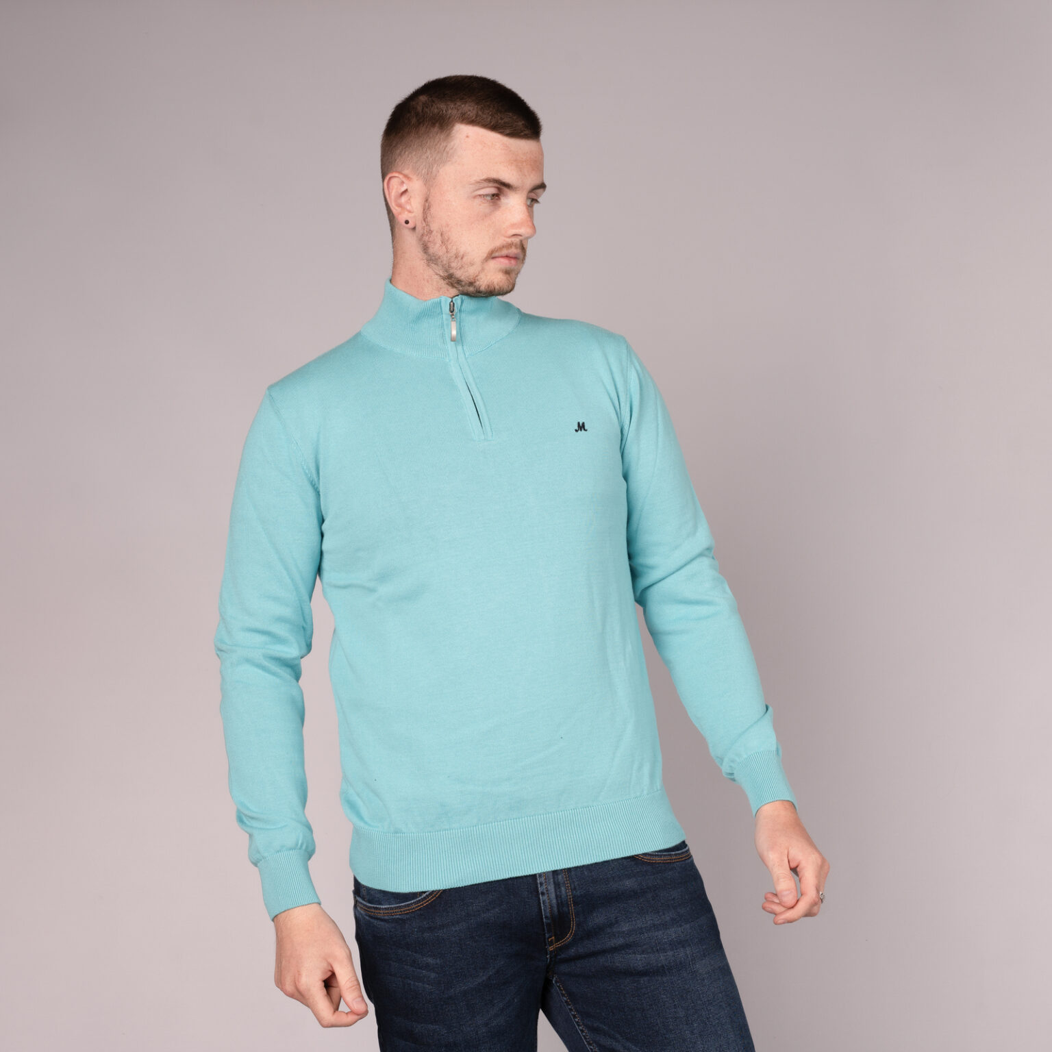 men's turquoise quarter zip knit - altis