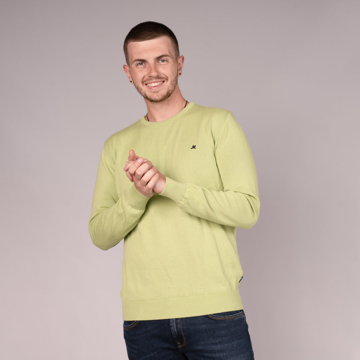men's pistachio crew neck knit