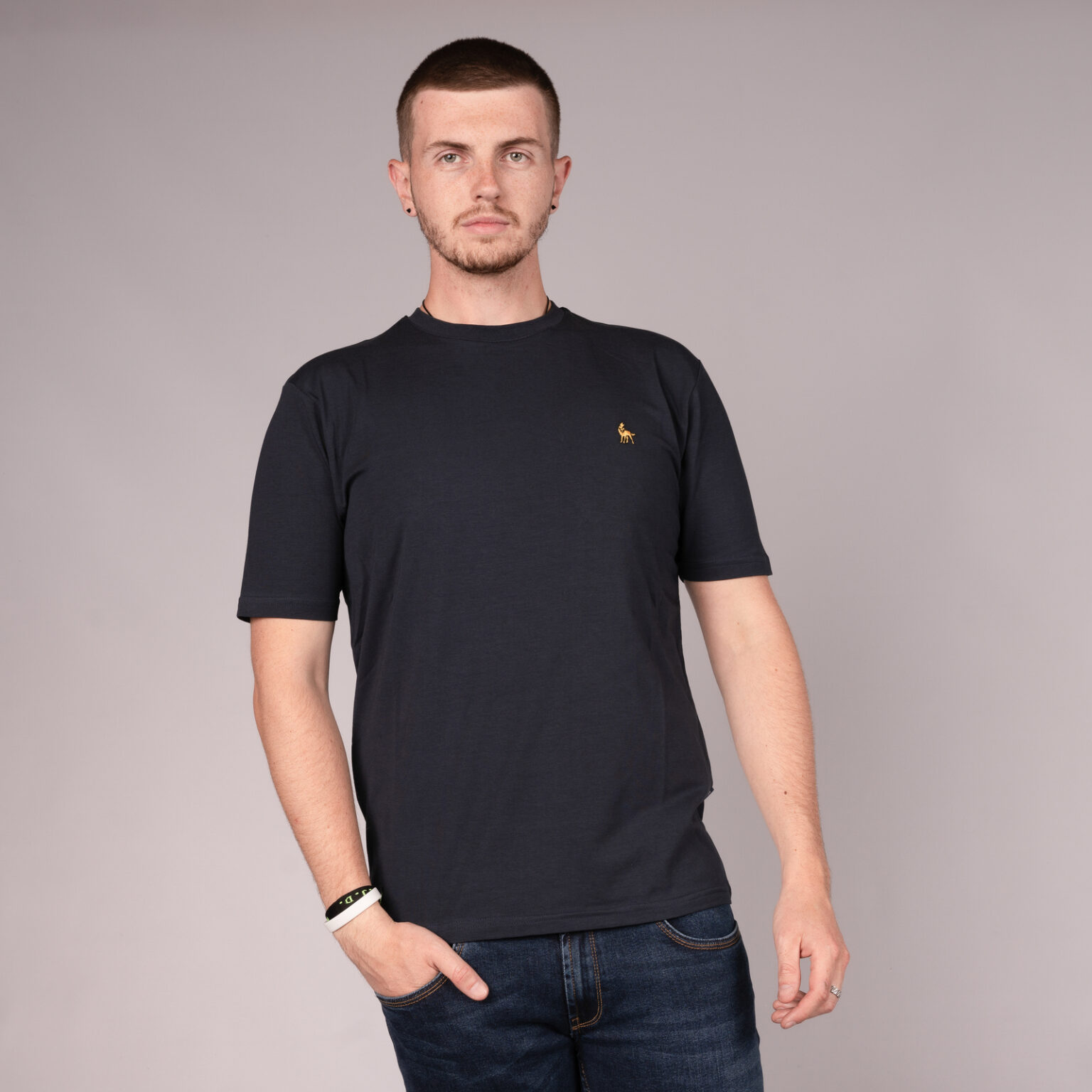 men's navy stretch t-shirt - rous