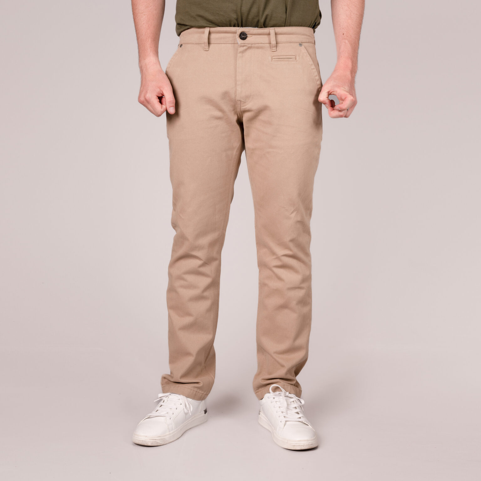 men's beige regular fit chinos in biscuit brown by Mineral"