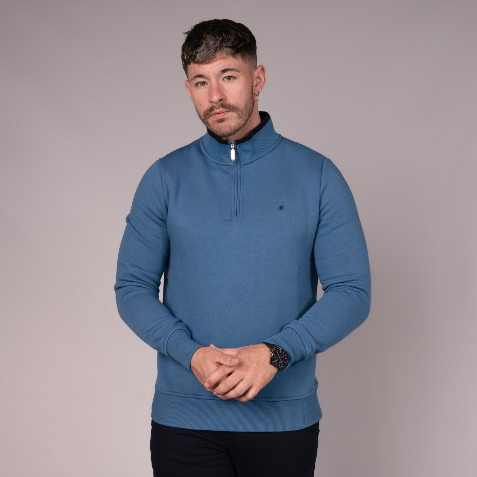 Rey Quarter Zip Fleece - Mid Blue