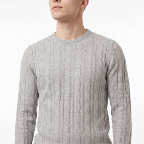 Cinar Crew Neck Cable Knit - Grey