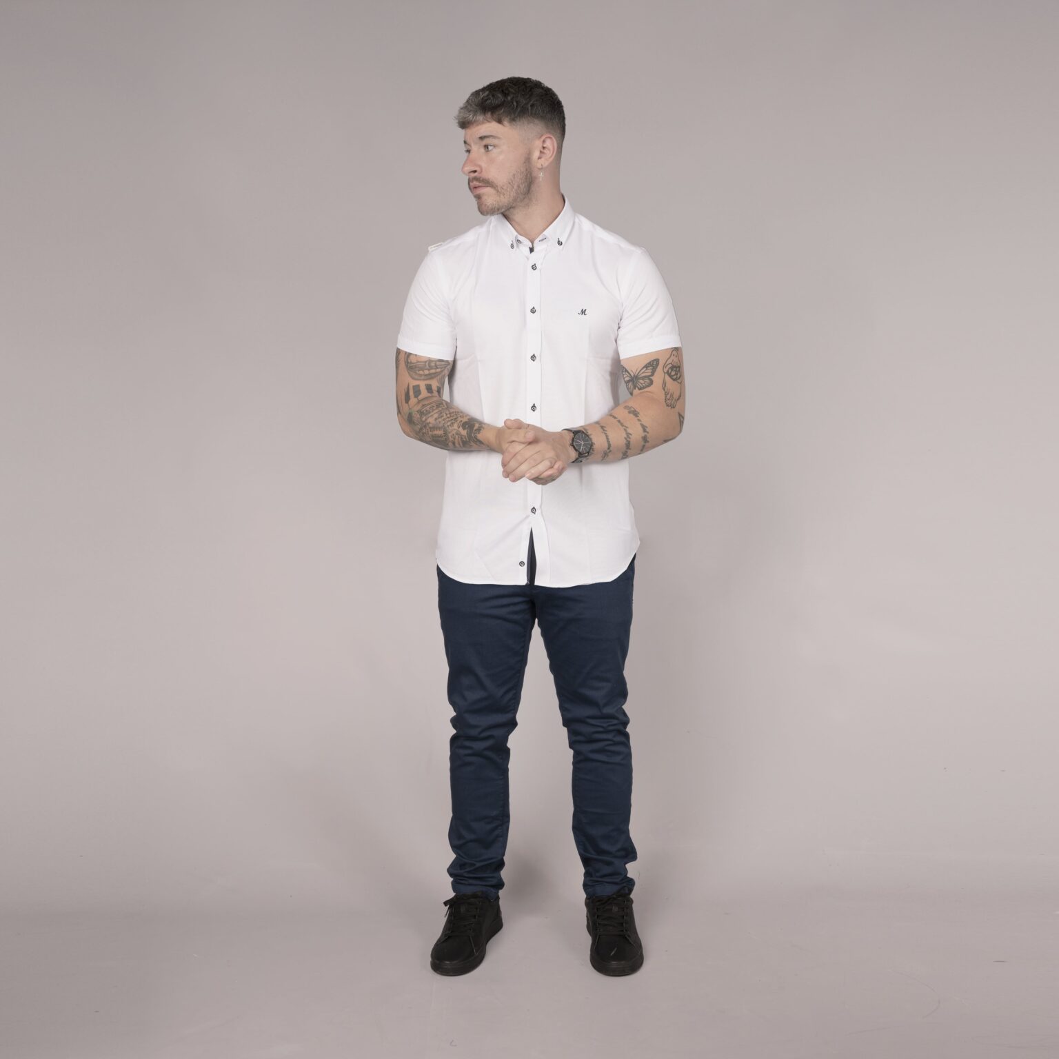Men's Short Sleeve White Oxford Shirt - Andar