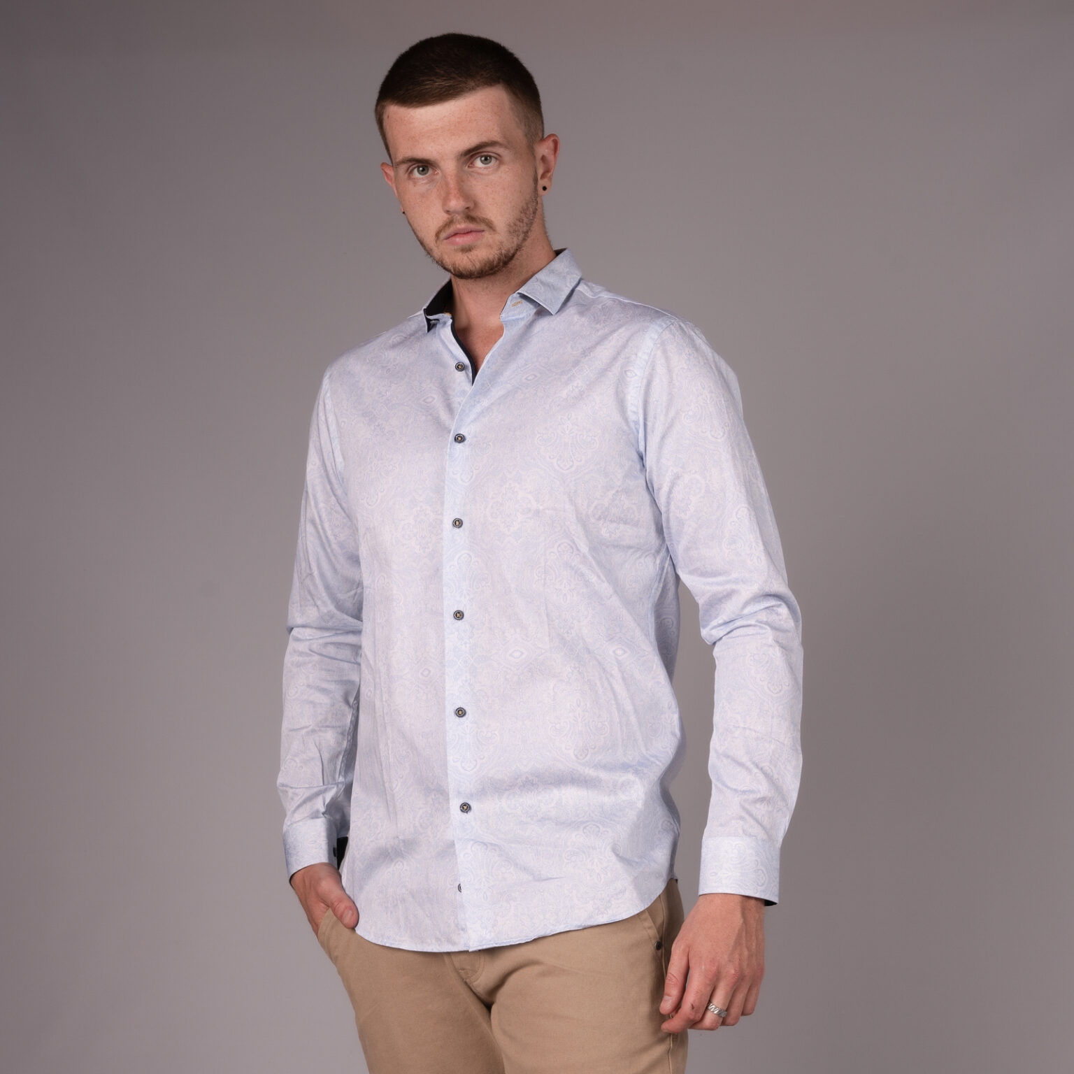 Caldwell Tonal Paisley Long Sleeve Shirt - Sky