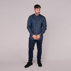 Grocka Grandfather Collar Shirt - Navy
