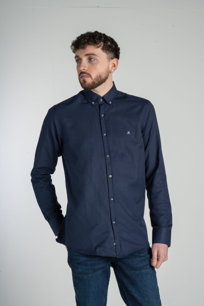 Men's Navy Long Sleeve Oxford Shirt - Lolland