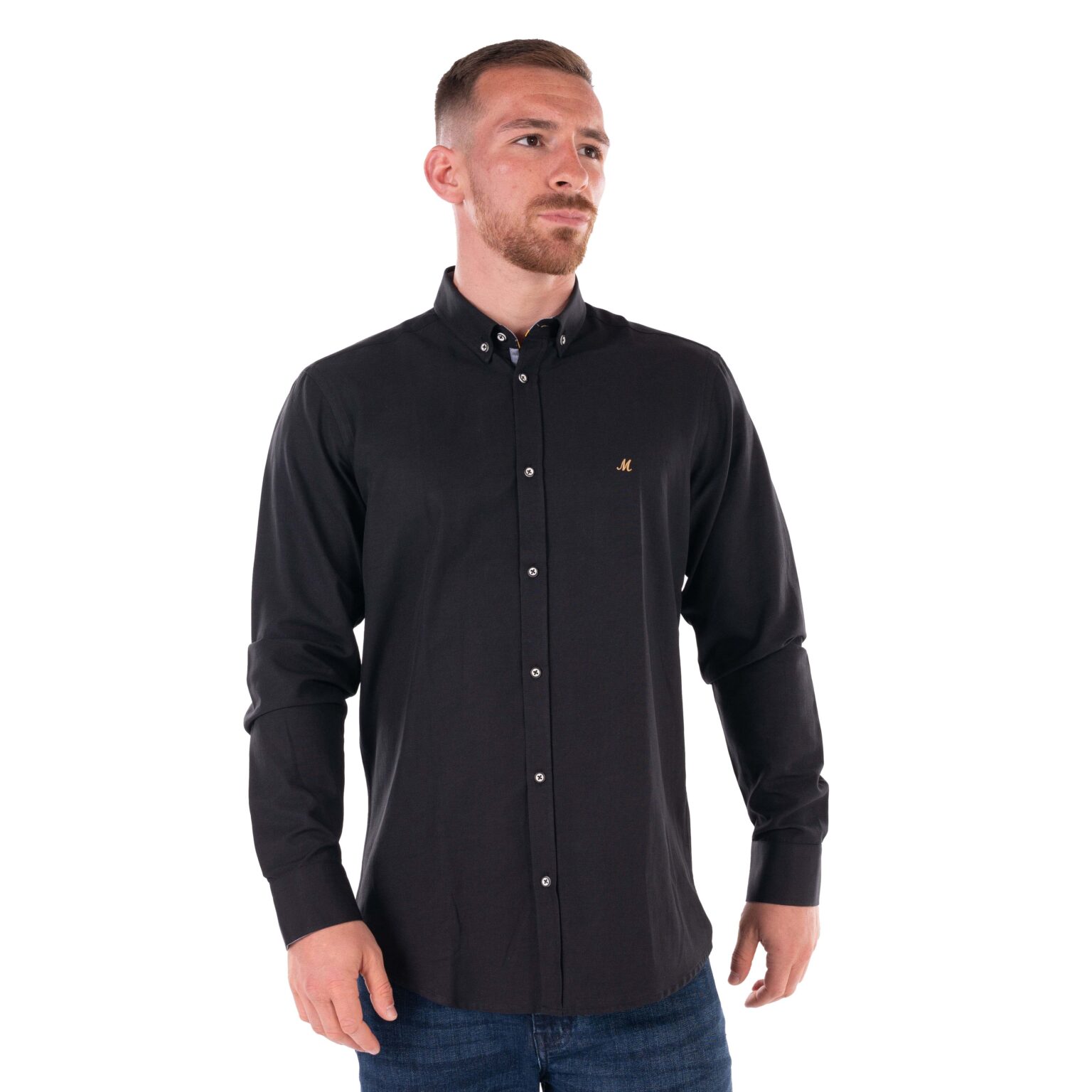 Men's Black Long Sleeve Oxford Shirt - Lolland