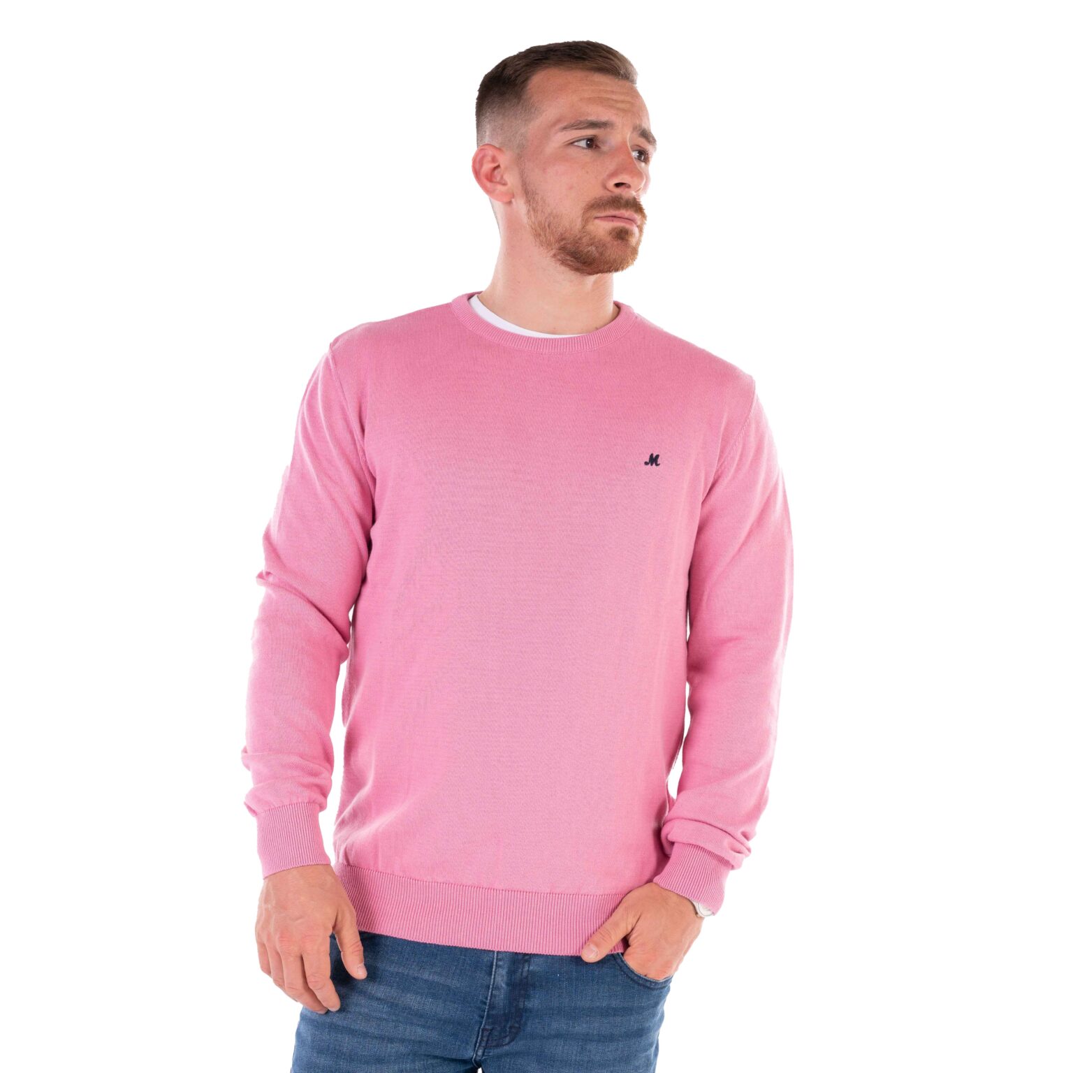 Men's Pink Crew Neck Knit