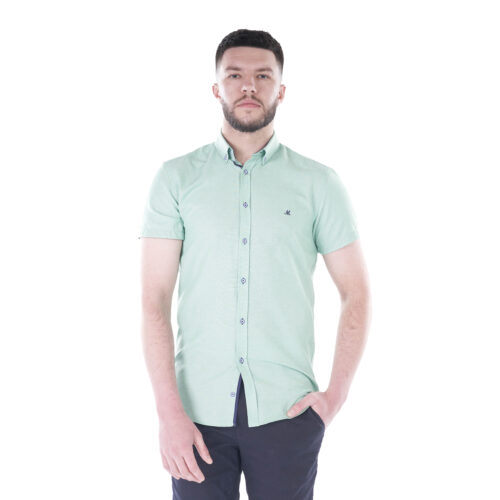 Men's Short Sleeve Green Oxford Shirt - Andar Fern