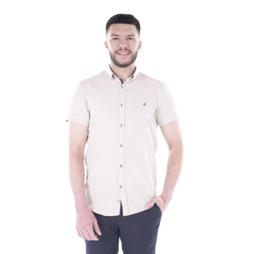 Men's Short Sleeve Stone Oxford Shirt - Andar
