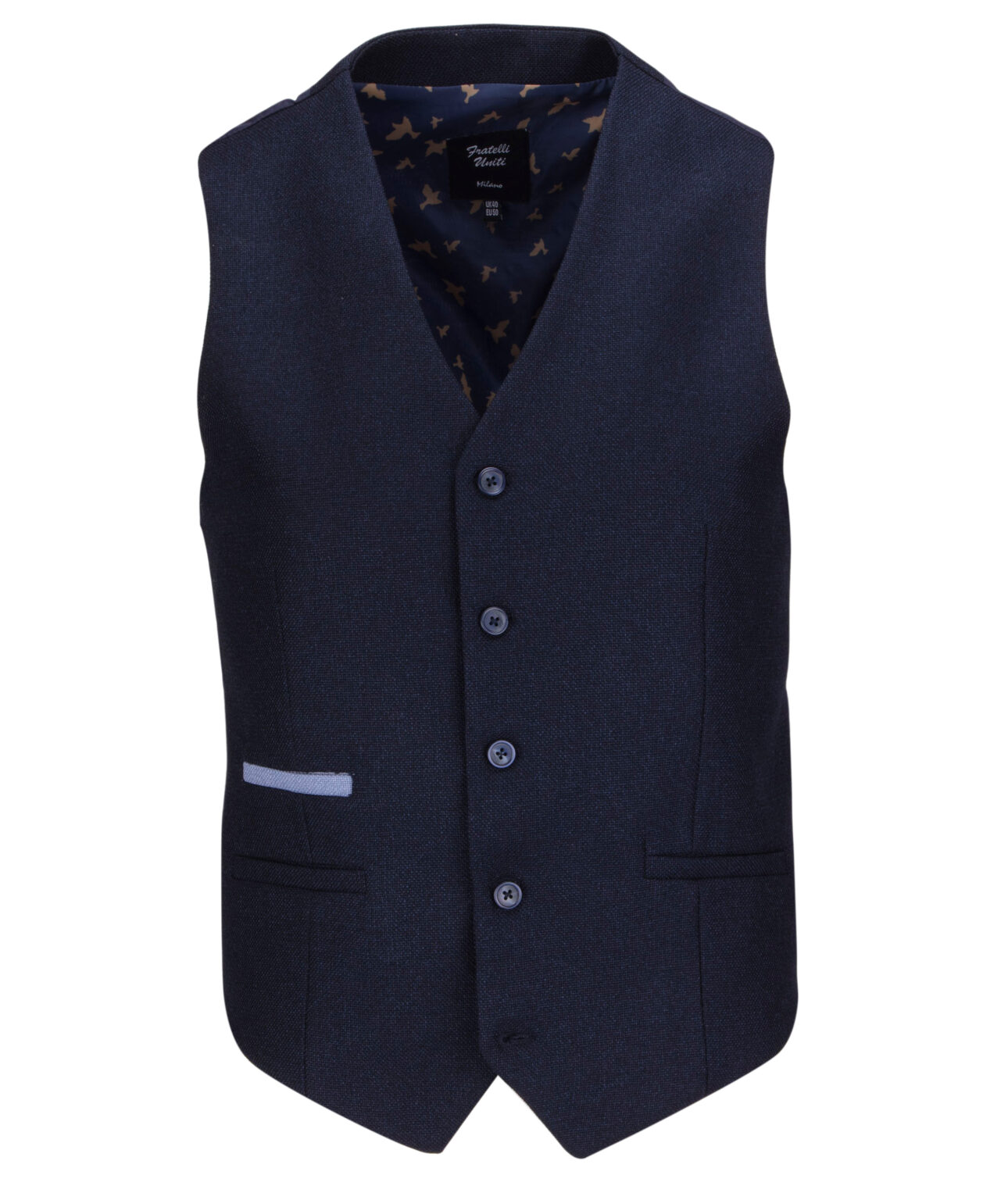 mens navy waistcoat by fratelli uniti front