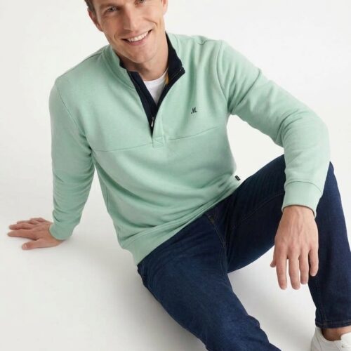 men's mint green quarter zip fleece