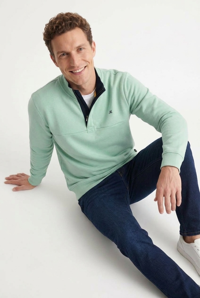 men's mint green quarter zip fleece