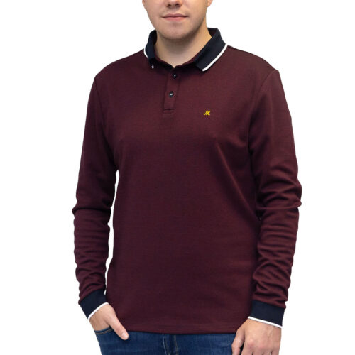 Leroy Wine Long Sleeve Polo