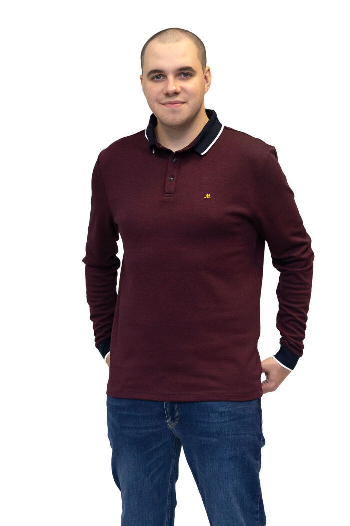 Leroy Wine Long Sleeve Polo - Image 3