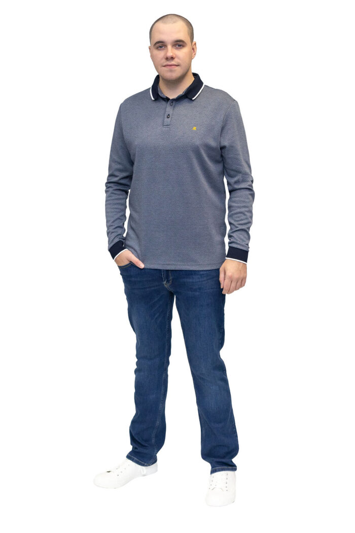 Leroy Blue Long Sleeve Polo - Image 6