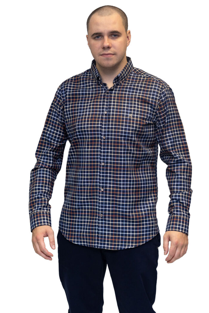 Justin Navy Check Shirt - Image 5