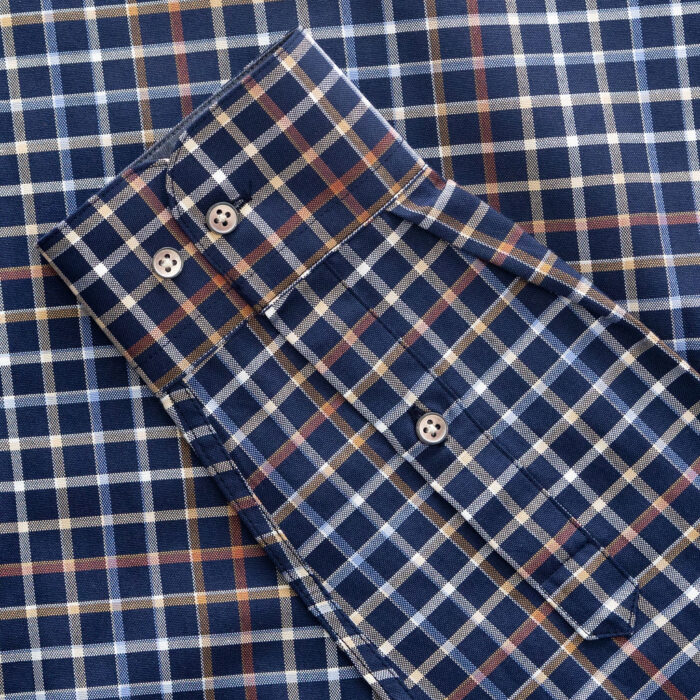 Justin Navy Check Shirt - Image 4
