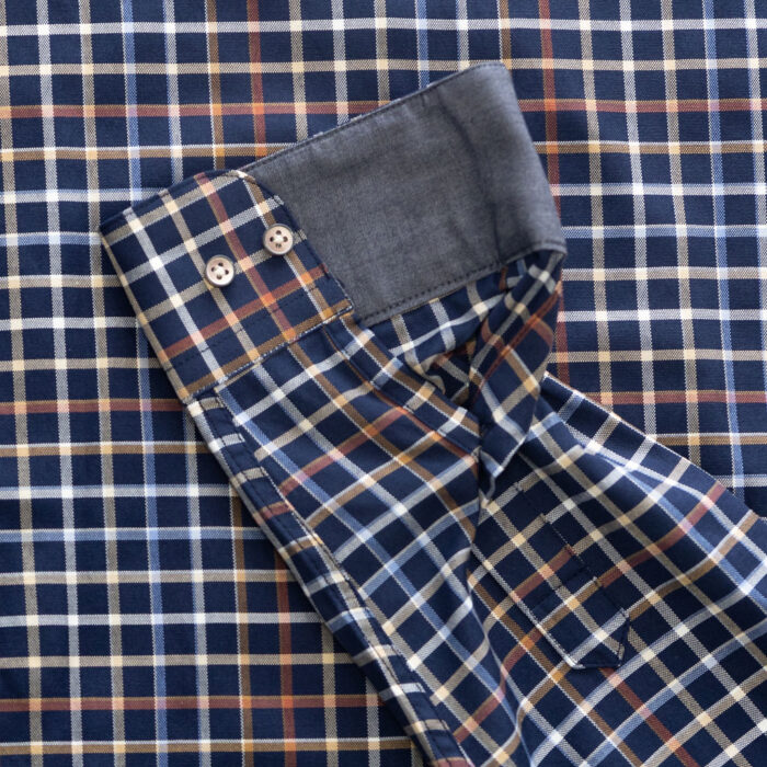 Justin Navy Check Shirt - Image 3