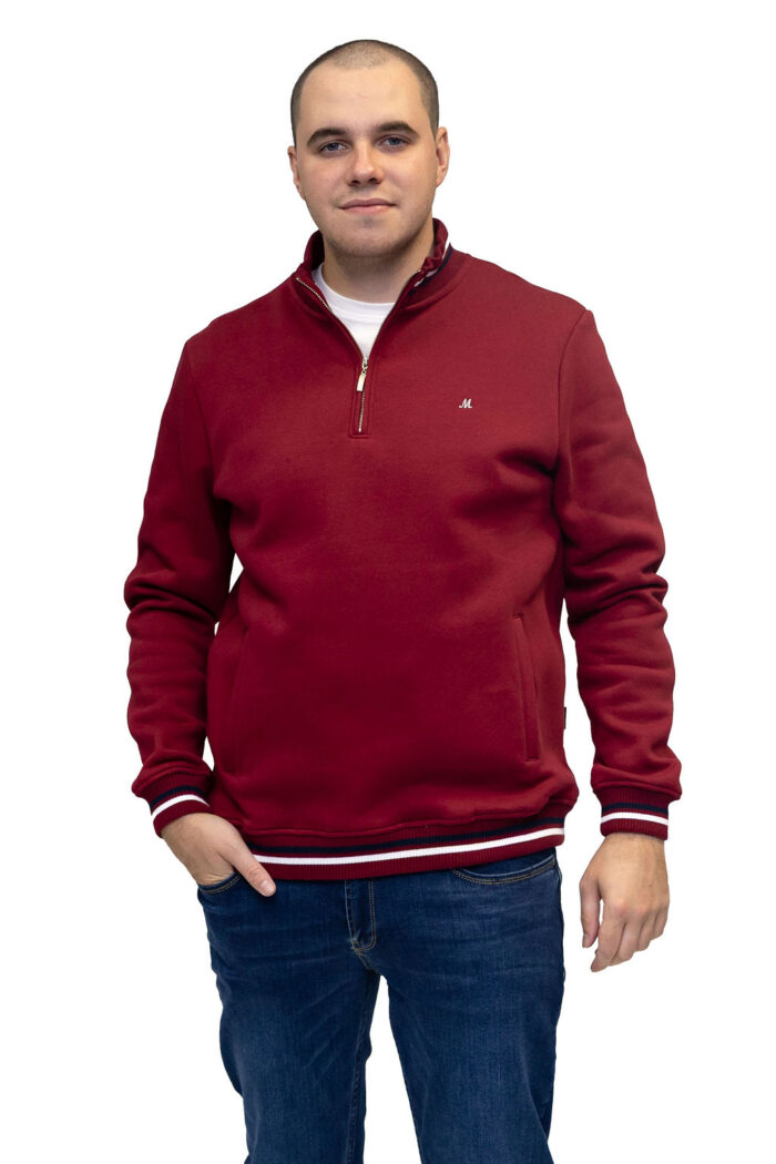 Toprak Quarter Zip Sweat - Burgundy - Image 3