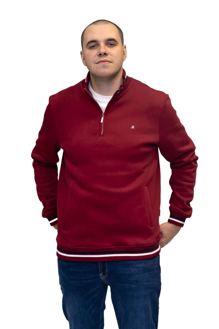 Toprak Quarter Zip Sweat - Burgundy - Image 2