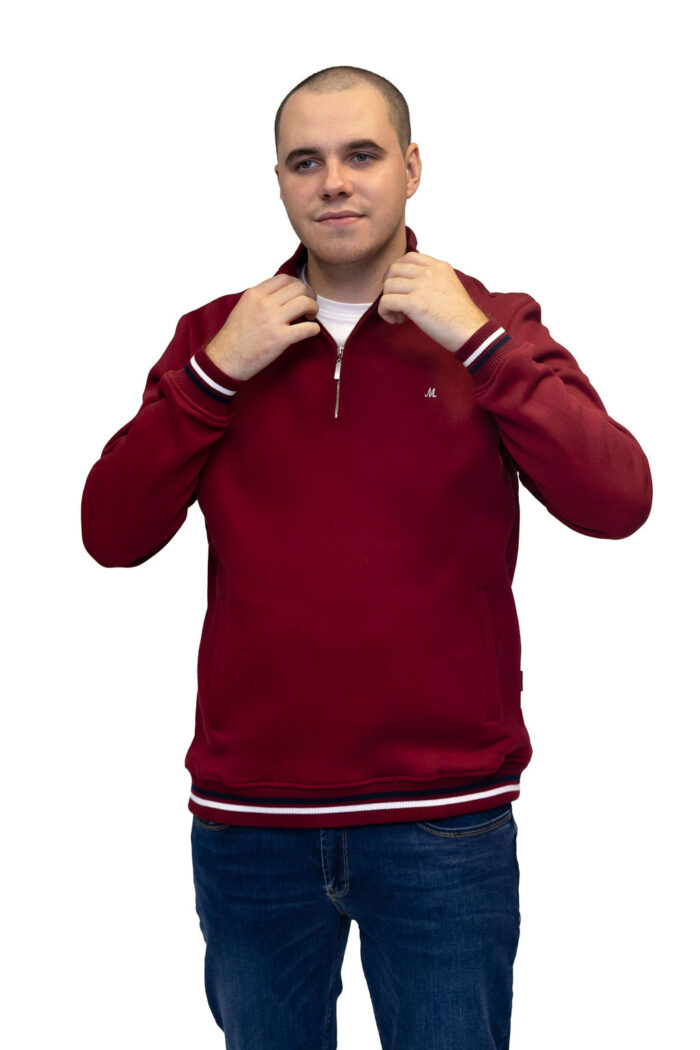 Toprak Quarter Zip Sweat - Burgundy