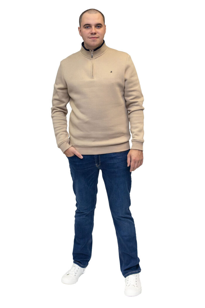 Rey Quarter Zip Sweat - Light Stone - Image 2