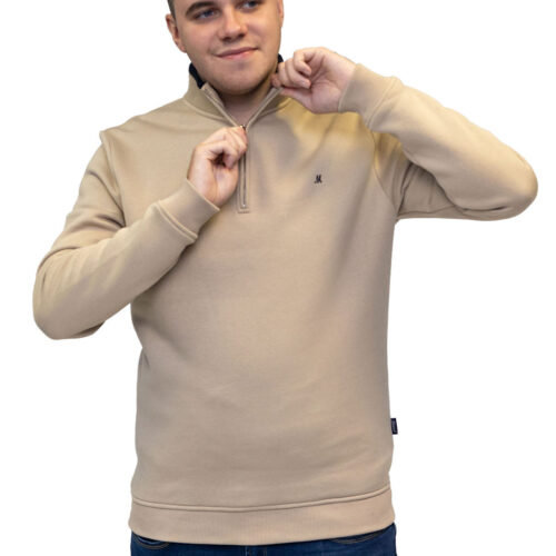 Rey Quarter Zip Sweat - Light Stone