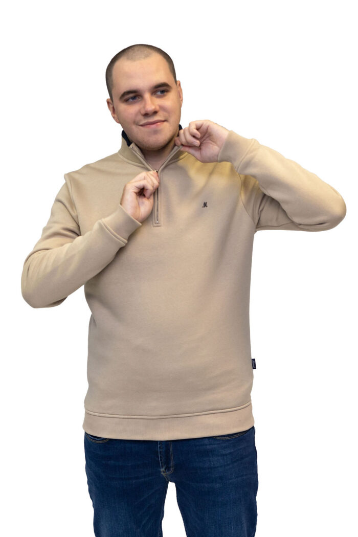 Rey Quarter Zip Sweat - Light Stone