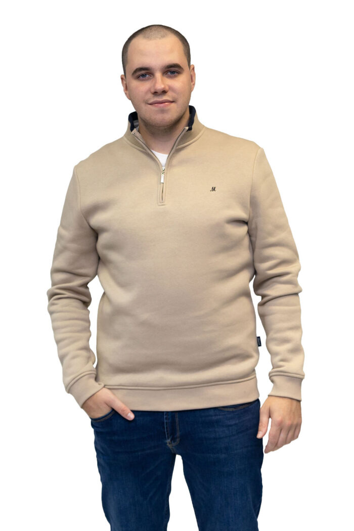 Rey Quarter Zip Sweat - Light Stone - Image 6
