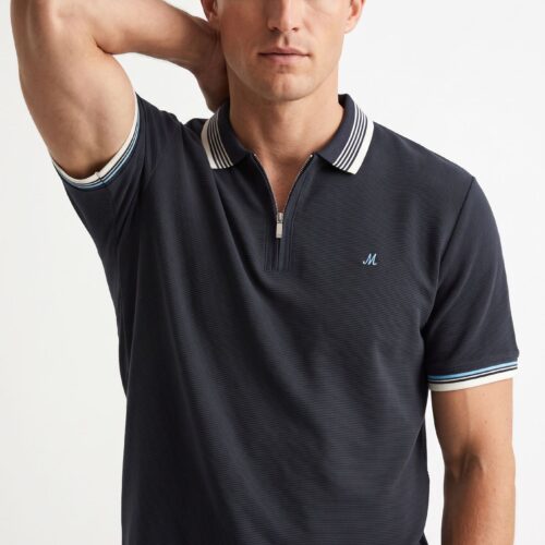men's ribbed navy polo