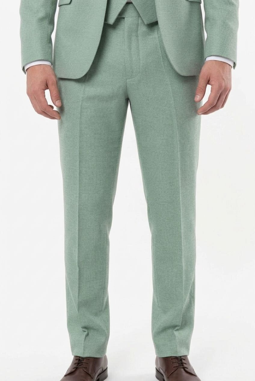 mens sage green suit trousers fratelli uniti front