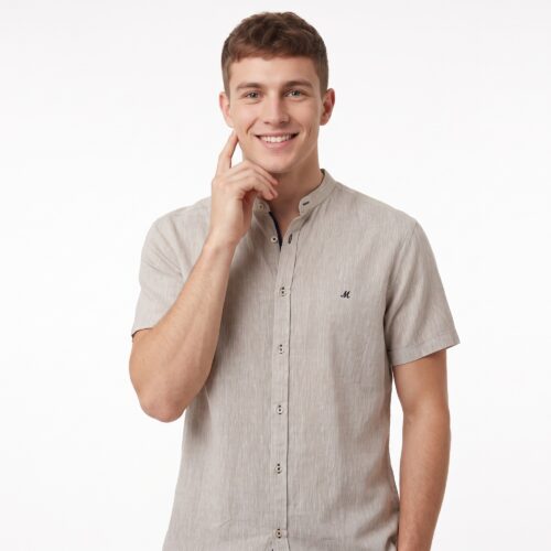 Official Short Sleeve Grandad Shirt - Stone