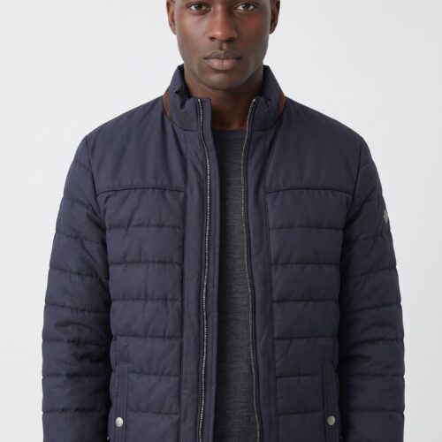 Men's Navy Quilted Jacket - Mineral Samoa Front