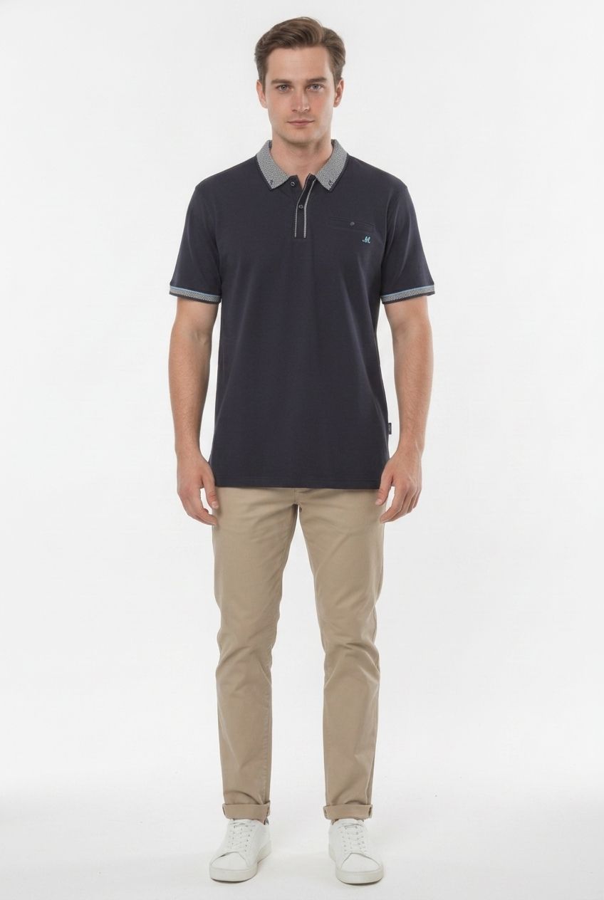 Matty Jersey Polo - Navy - Image 4