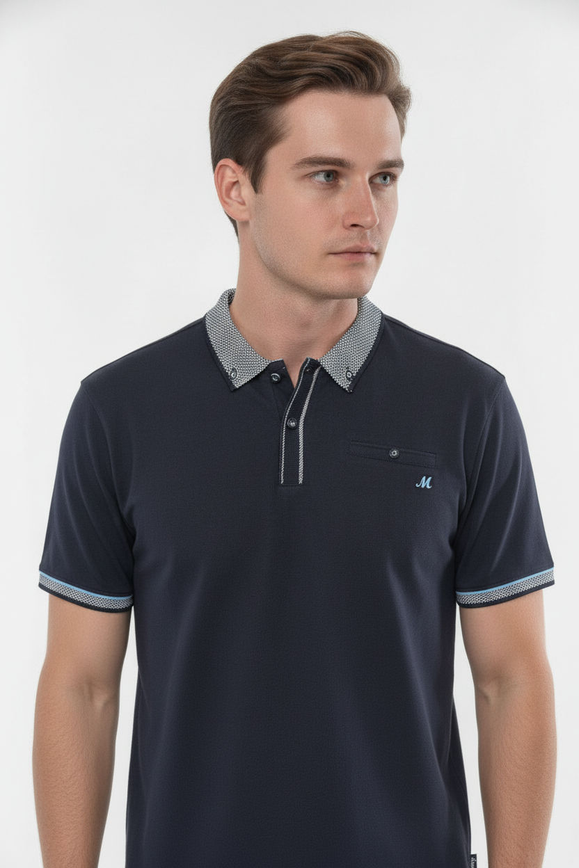 Men's Navy Polo - Matty Jersey Polo