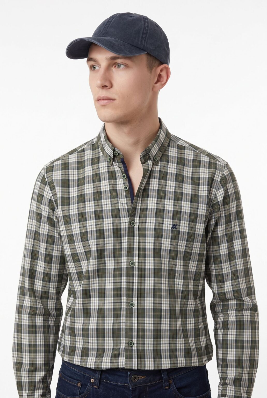 Men's Green Check Shirt - Thomas by Mineral Clothing