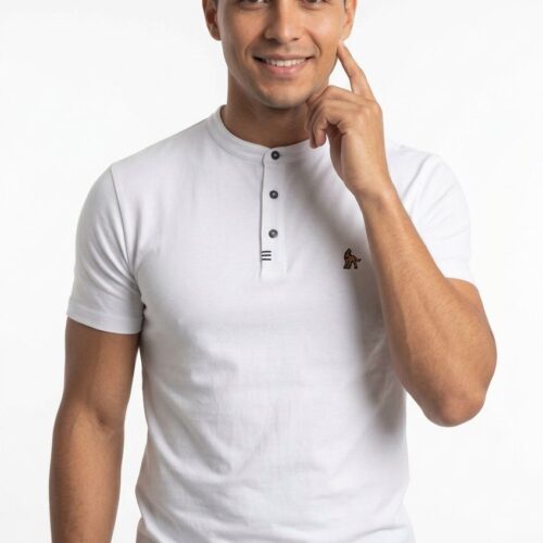 men's white grandad t-shirt - max